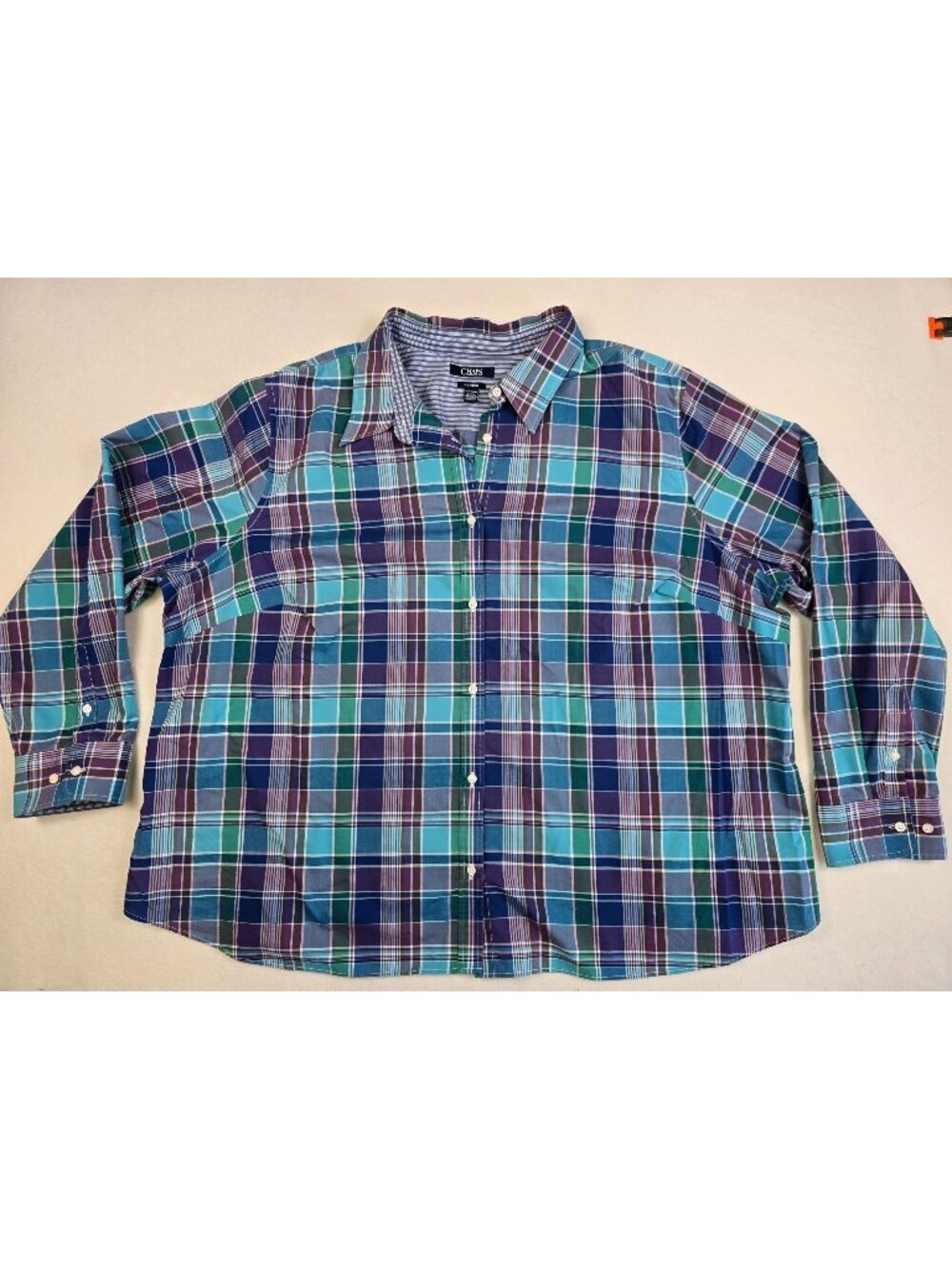 Chaps Ralph Lauren Mens 2X Long Sleeve Plaid Button-Up Shirt No Iron